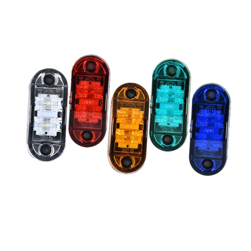 2PCS 12V 24V LED Amber Side Marker Lights Warning Tail Light Auto Car External Lights Trailer Truck Lorry White Red emark