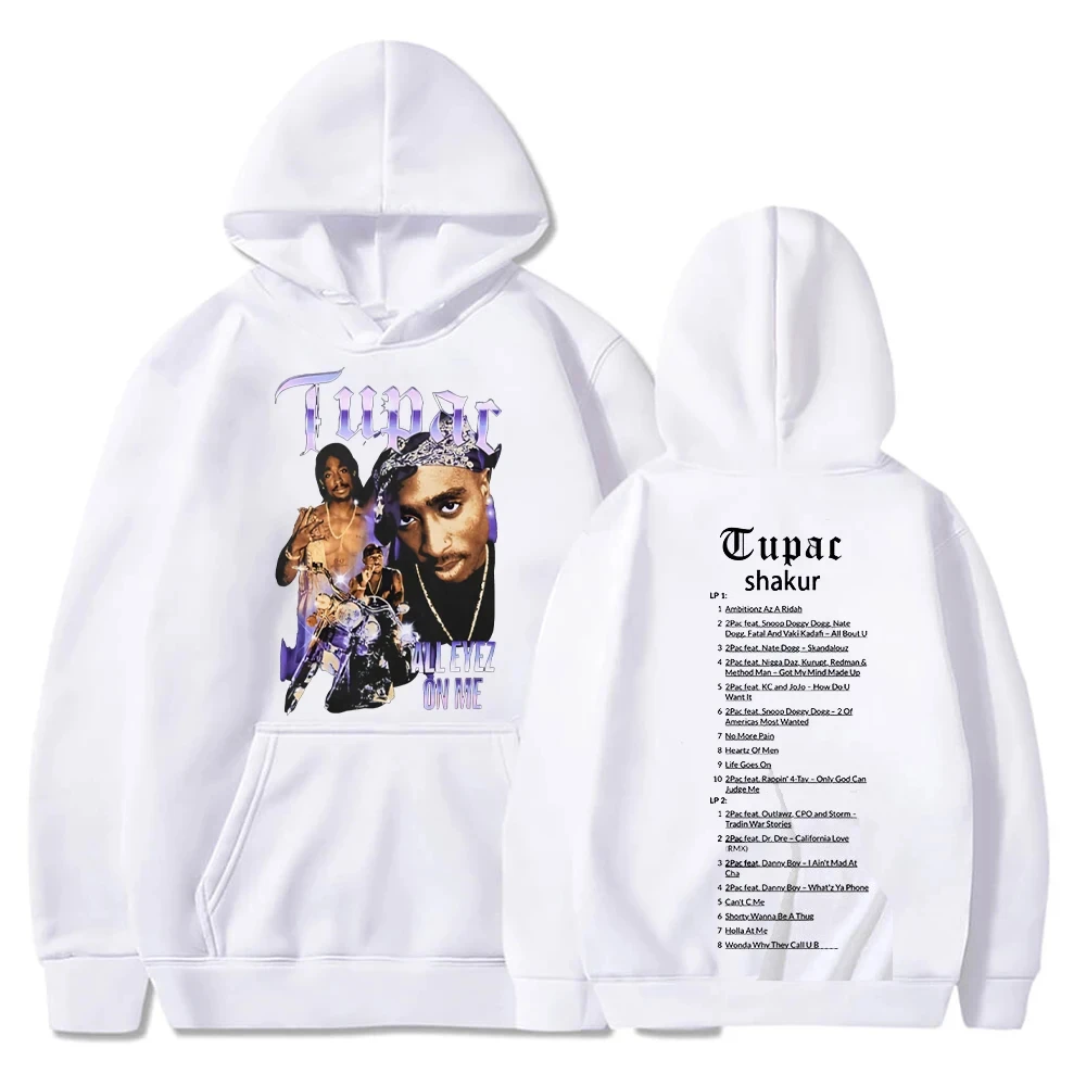 Rared-Sweats à capuche Tupac 2pac pour hommes et femmes, Streetwear Hip Hop, Pull imprimé Shakur, Sourire décontracté, Manches l