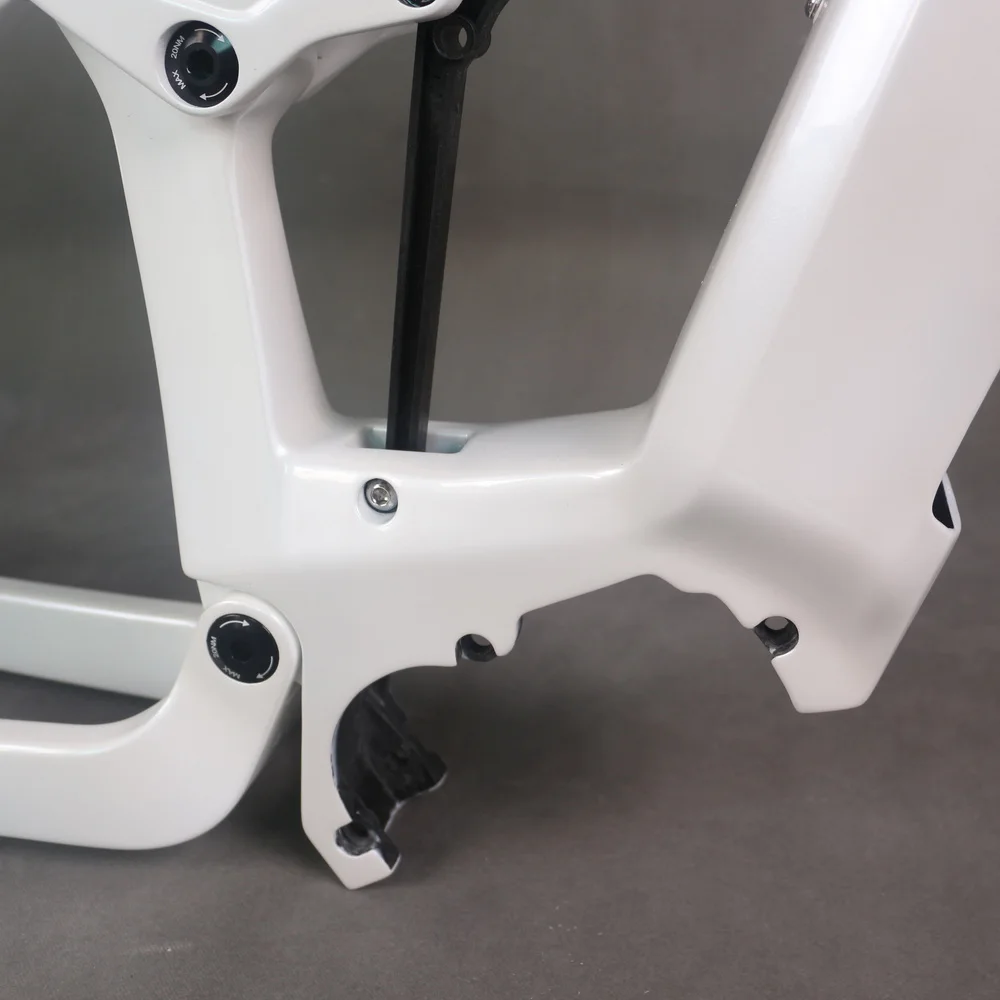 29er Boost Suspension Carbon E-Bike Frame E69 White Paint Compatible BAFANG M500 M510 M600 Motor Travel 150mm