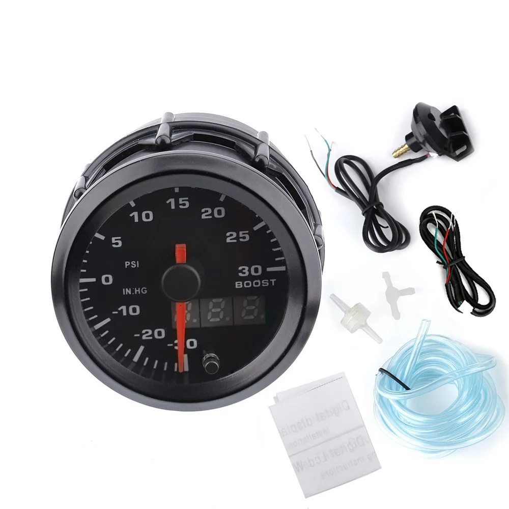 2'' 52mm Dual Display Turbo Boost gauge PSI 7 colors Led Boost meter with Stepper Motor Car meter BX101496