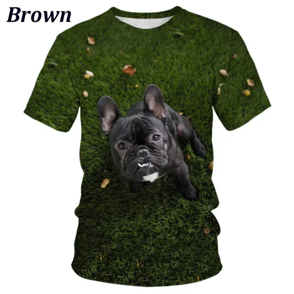 2024 Summer Fashion Comfortable 3D T-shirt Cute French Bull Dog 3d Short Sleeve for Both Men and Women Tops