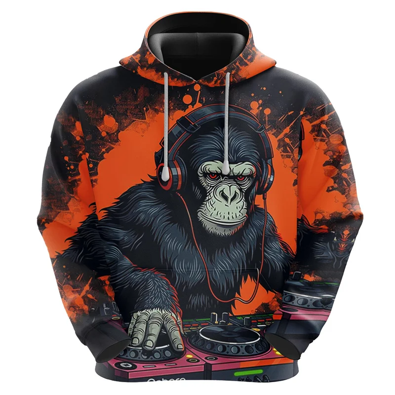 3D Printed Funny Monkey Hoodies For Men Orangutan Animal Graphic Sweatshirts Casual Loose Pullovers Tops Hoody Unisex Streetwear