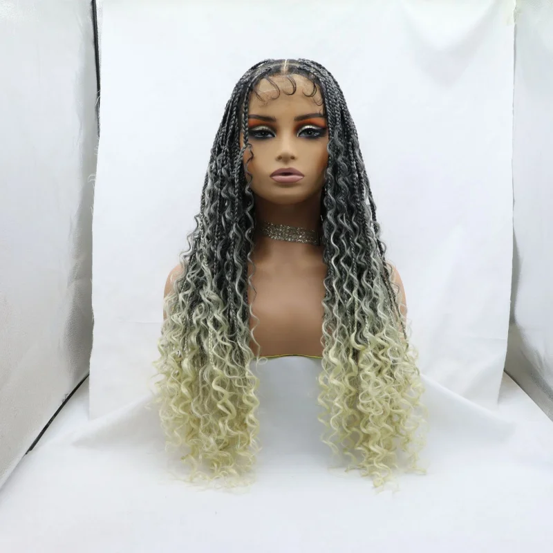 

Three-strand braid wig for women, lace synthetic fiber, hand-crafted, full head cover