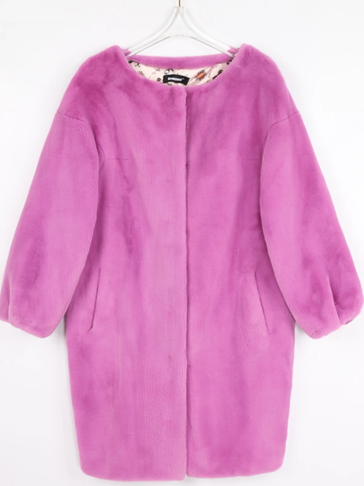 

Женское пальто Nerazzurri средней длины из искусственного меха и кожи, с имитацией кроличьего меха, свободного кроя, с шелковым поясом на талии