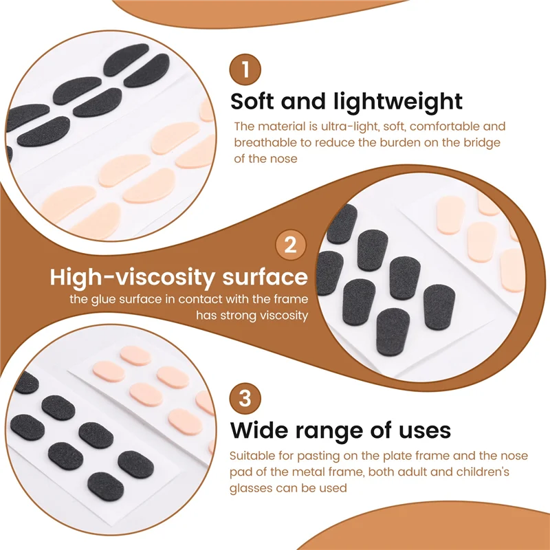 ABRS-1Set Glasses Nose Pads Soft Foam Self-Adhesive Sponge Anti-Slip Pads Eye Accessories For Sunglasses, Glasses, Kids Glasses