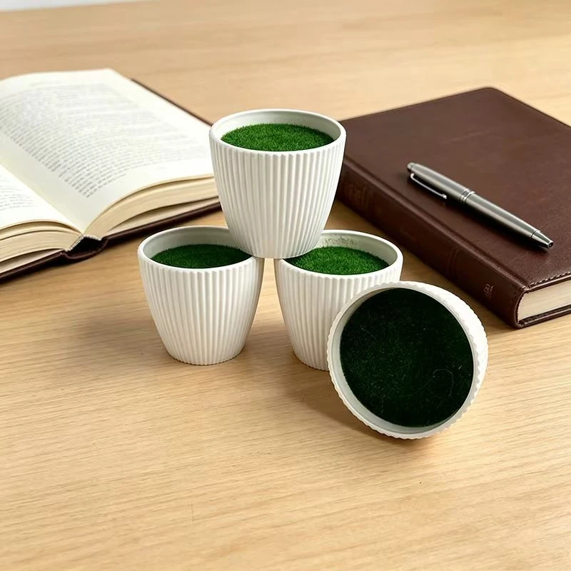 DIY Creative Shrink Bottom Vertical Strip Plush Pot Macaron Colorful Thickened Office Desktop Green Plants