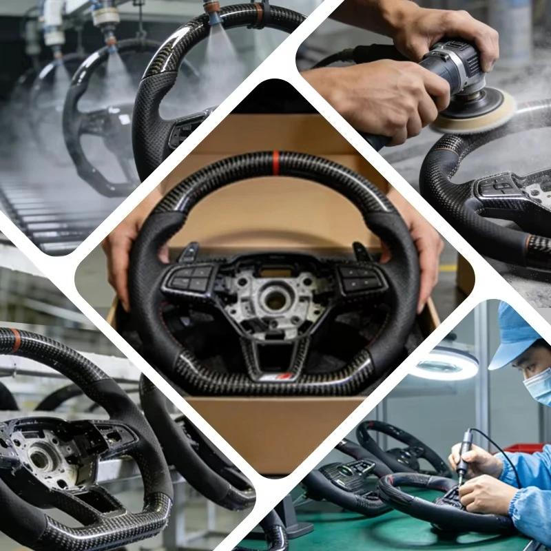 Customize 2008-2024 LED Leather Carbon Fiber Car Steering Wheel for   GTI MK8 Models 7.5 7 6 5 in Bright Black