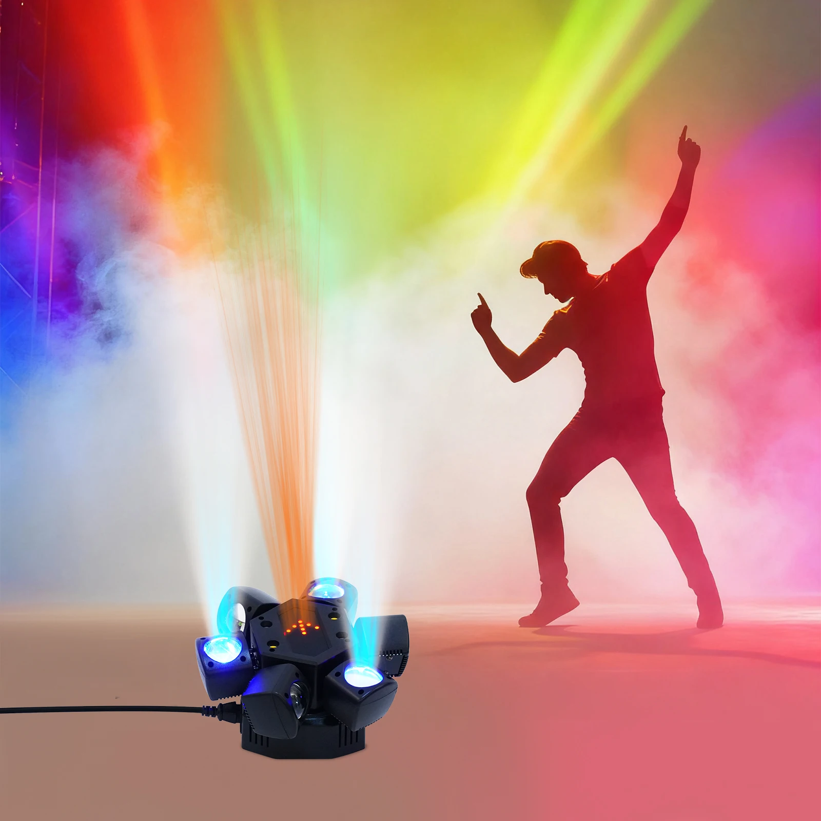 

6-Arm Moving Head Stage Light, 80W Disco Party Light with Remote Control Voice Activated for Wedding Club KTV