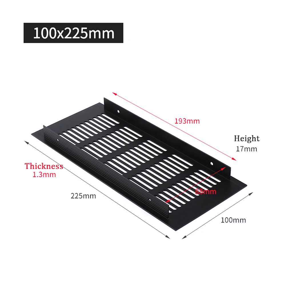 Ventilation Grille Air Vent Grille 150-400mm 150mm-400mm 1pc Black Cabinet Mutil- Size Rectangular Replacement