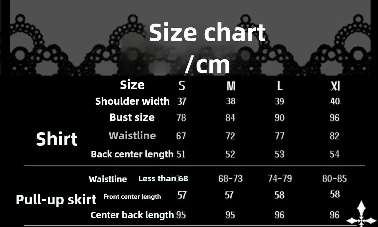 Dophee Original Dark Gothic Two-piece Set Elegant Ruffles Short Sleeve Shirts Lolita Top + Asymmetry High Waist Cos Skirt Suits