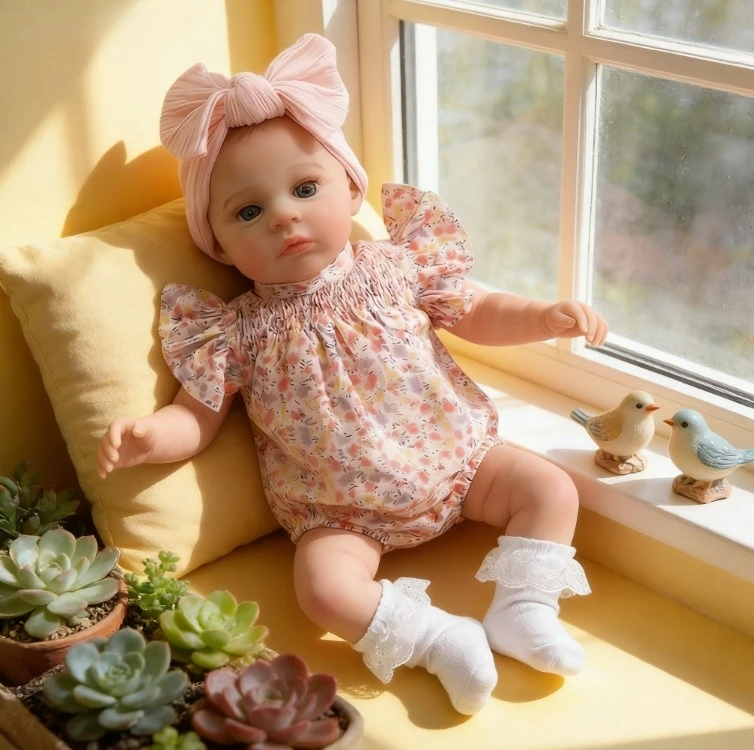 NPK 18'' Realistische Vollvinyl-Reborn-Puppe 'Meadow' mit Handbemalung und Sichtbaren Adern, Sammlerstück-Kunstpuppe