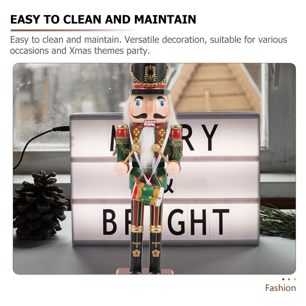 

2pcs Wooden Nutcracker Craft Xmas Decor Holiday Decoration Christmas Ornament For Party Room Desktop Festival Supplies