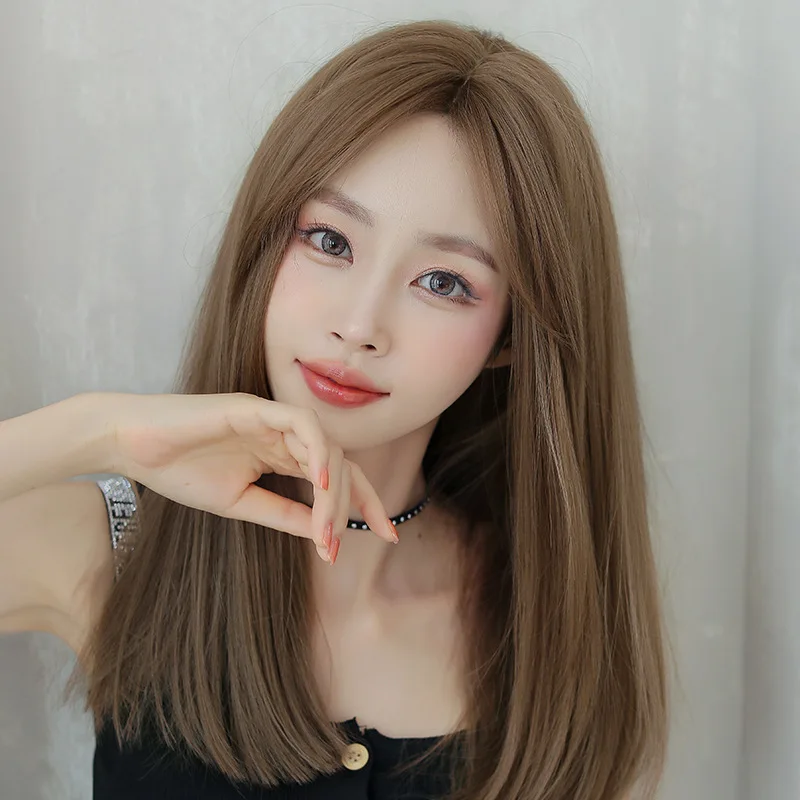 Collarbone Medium Division Long Straight Hair Women's Boss Supplies Fake Girl Wig Men's Realistic Cd Cross-dressing Whole