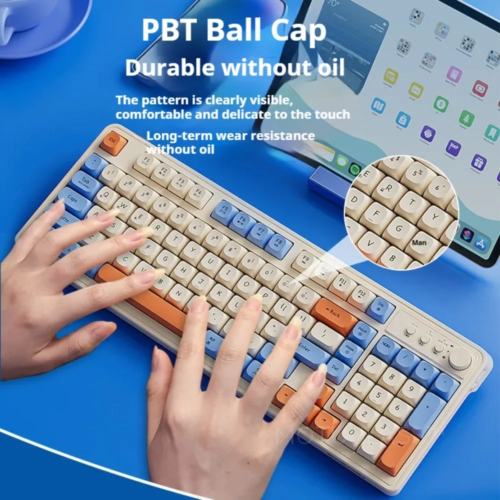 Stylish Wireless Bluetooth Keyboard and Mouse Dual Mode Silent Mechanical Feel for Office and Gaming Design for Women