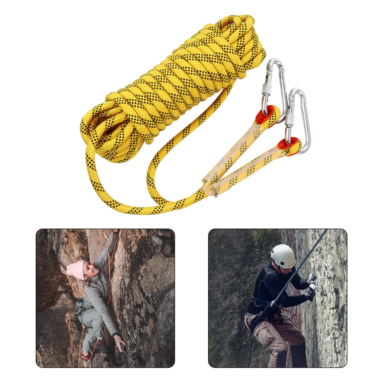 10M Heavy Duty Climbing Rope Polyester Material Excellent Tensile Strength Wear Resistance Ideal for Mountaineering Hiking