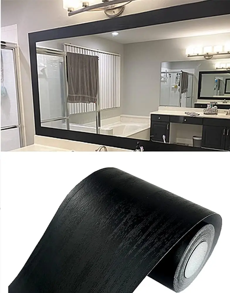 Self Adhesive Black Wood Grain Sticker, Suitable for Repairing and Refurbishing Furniture, Repairing Damaged Door Frame Stickers