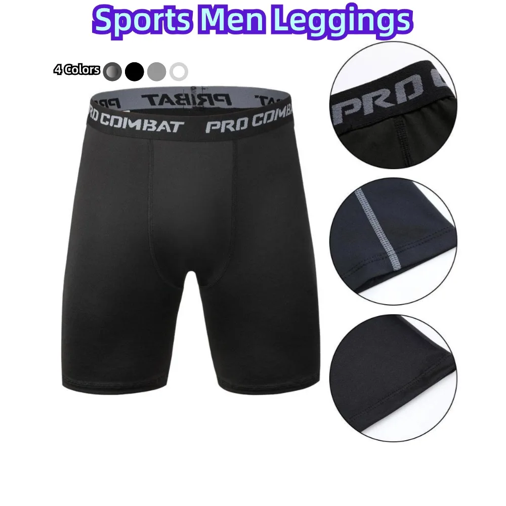 Men's Leggings Compression Pants Sports Leggings Basketball Quarter Shorts Quick Drying Running Training Stretch Fitness Pants