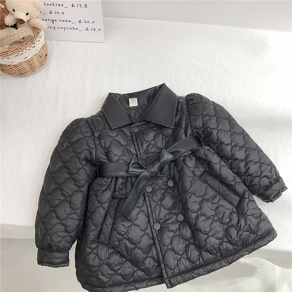 Down Girls Cotton Coat New Winter Children Clothing Baby Turn Down Collar Printing Warm Soft Lively Loose Casual Button