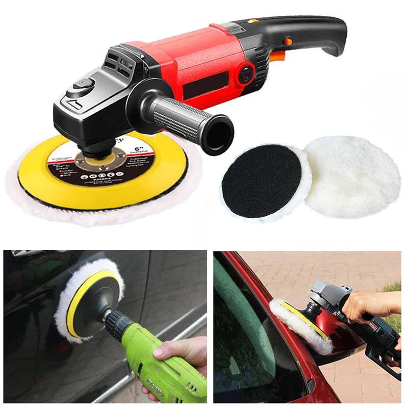 

5 Sizes 75-180mm Wool Polishing Disc Waxing Polishing Buffing Car Paint Care Polisher Pads For Car Auto Washing Accessories