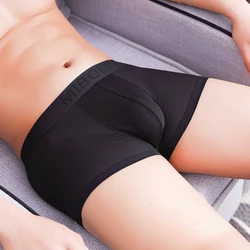 Sexy Herren elastische Mesh Unterwäsche nahtlose mittlere Taille Slips solide dünne Unterhose atmungsaktive Höschen transparente Dessous