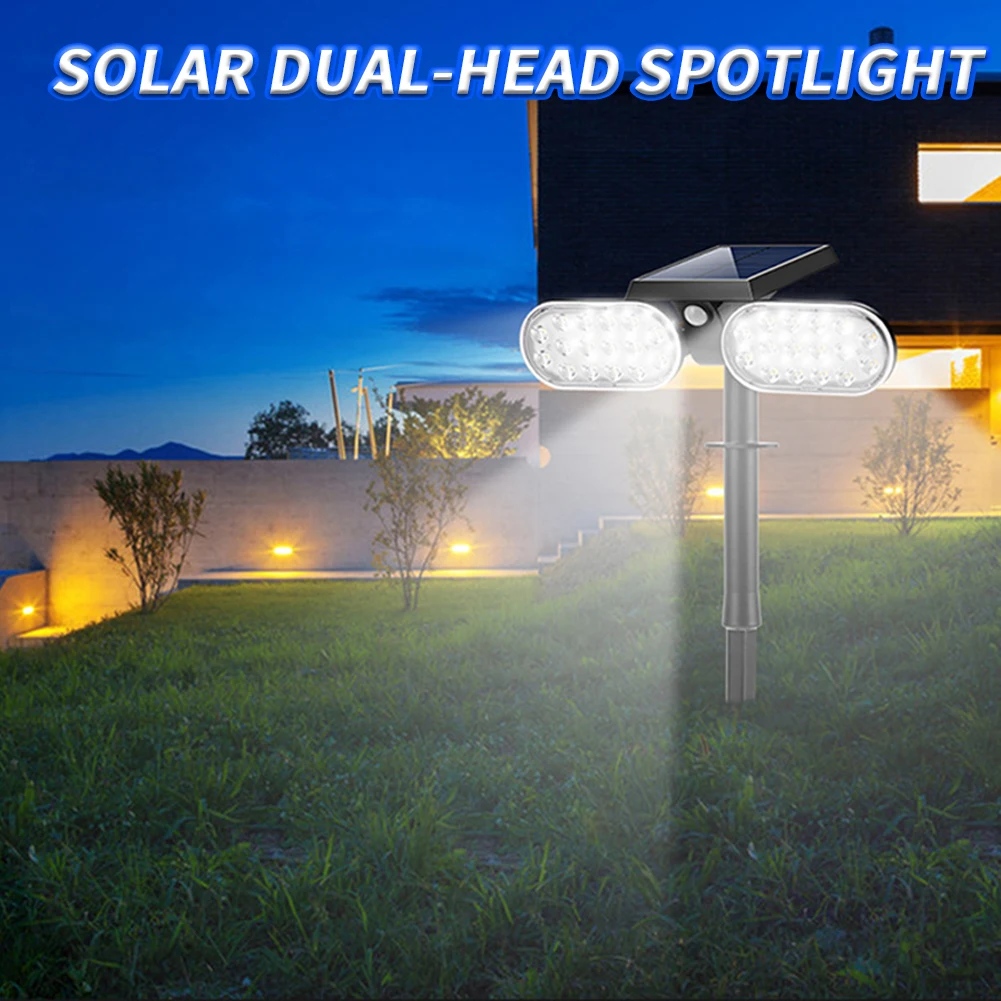 

Solar Lights Outdoor Rotatable Double Heads LED Solar Motion Light Waterproof Landscape Lighting Wall Lights Plug In Ground Lamp