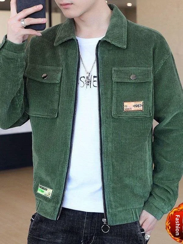 

Corduroy Jaet Men's Autumn Winter New Faion Trend Thiened Casual Fce Lined Windbreaker Stand Fit Youth Wear