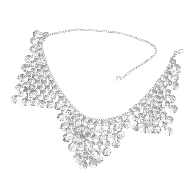 سلسلة الورك للبطن متعددة الاستخدامات 31BB مع شرابات سلسلة خصر عصرية متعددة الطبقات للفساتين والسترات الصوفية