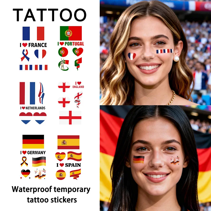 

Временная татуировка-наклейка с флагом Европы, долговечная и водонепроницаемая, для фестивалей, футбола, фанатов, наклейки на лицо, руки, тело.