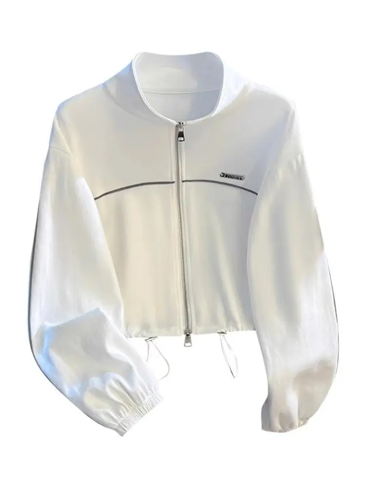 Women's Zipper Hoodie Cardigan Loose Fit ort Sve Long Zipper Stand Collar Double Zipper Spring Autumn Self-Kee Sle