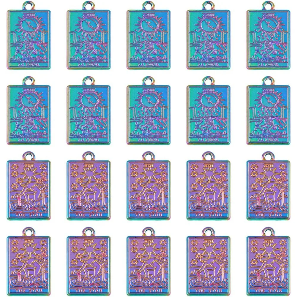 20pcs The Sun Tarot Pendants Rider Waite Pendant Tarot Card Pendant Astrology Divination Charm Retro Vintage Pendant Alloy