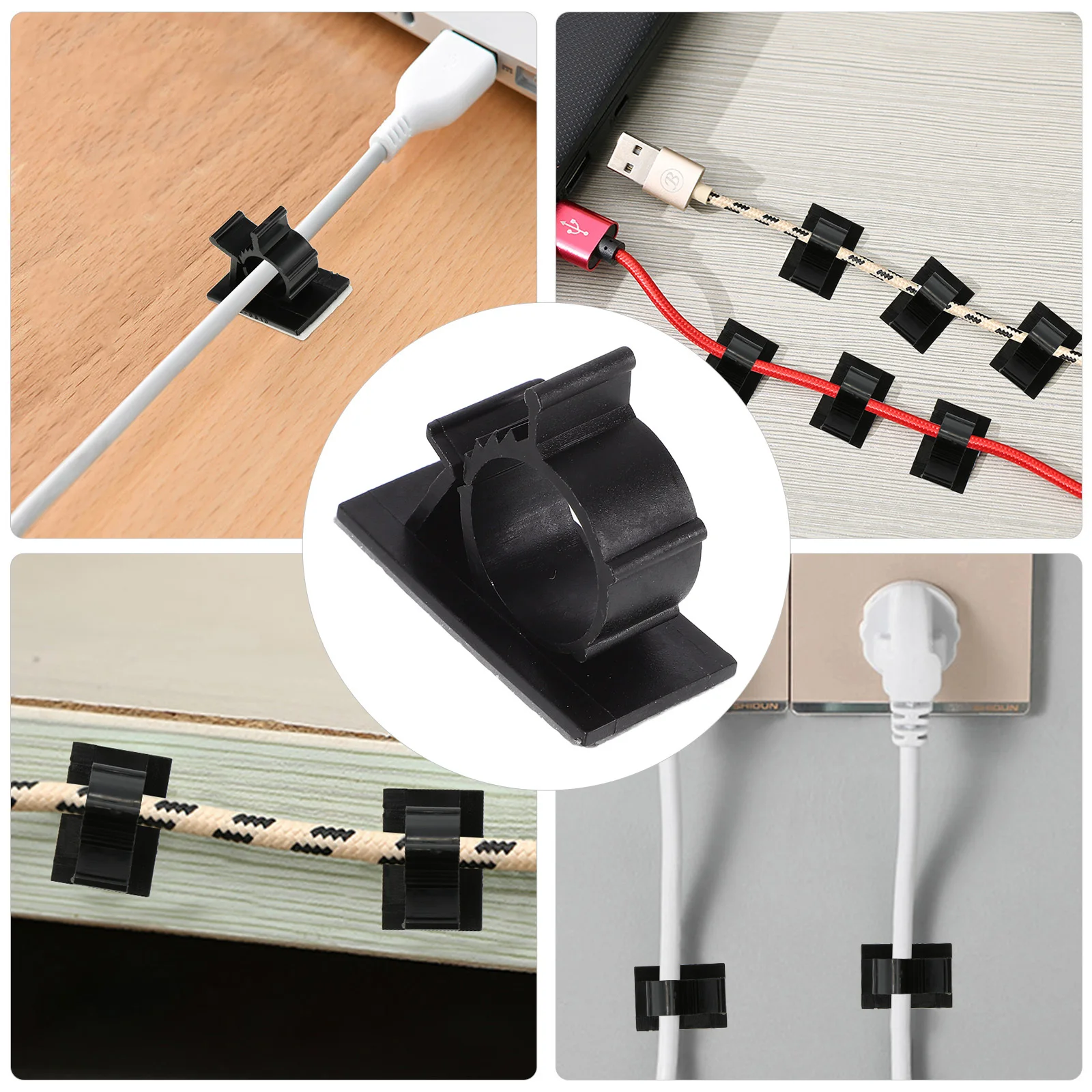 

50Pcs Pipe Clamp Adhesive Water Pipe Holder for Cable Hose Clips Durable Plastic Fixing Clips for Home Office Vehicle