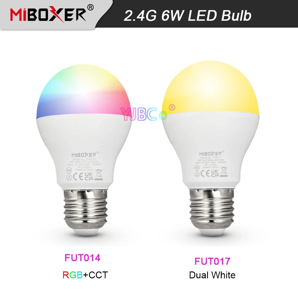 

Miboxer E27 CCT 6W Dual White E27 Светодиодная лампа для внутреннего освещения 6W RGB+CCT Умный светодиодный прожектор 2,4G RF Пульт дистанционного управления 110 В 220 В переменного тока