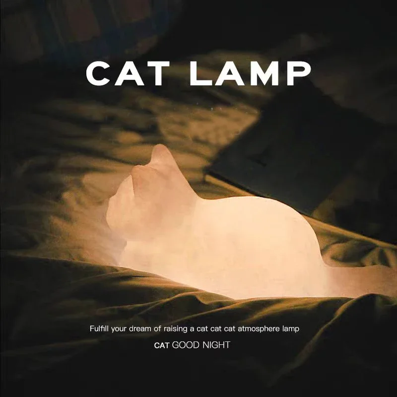 Cat Dedroom Lamps Decoration Night Light Kids Sleep Cute Animal Design Children Bedside Table Light Fancy Gift for Girls Adults