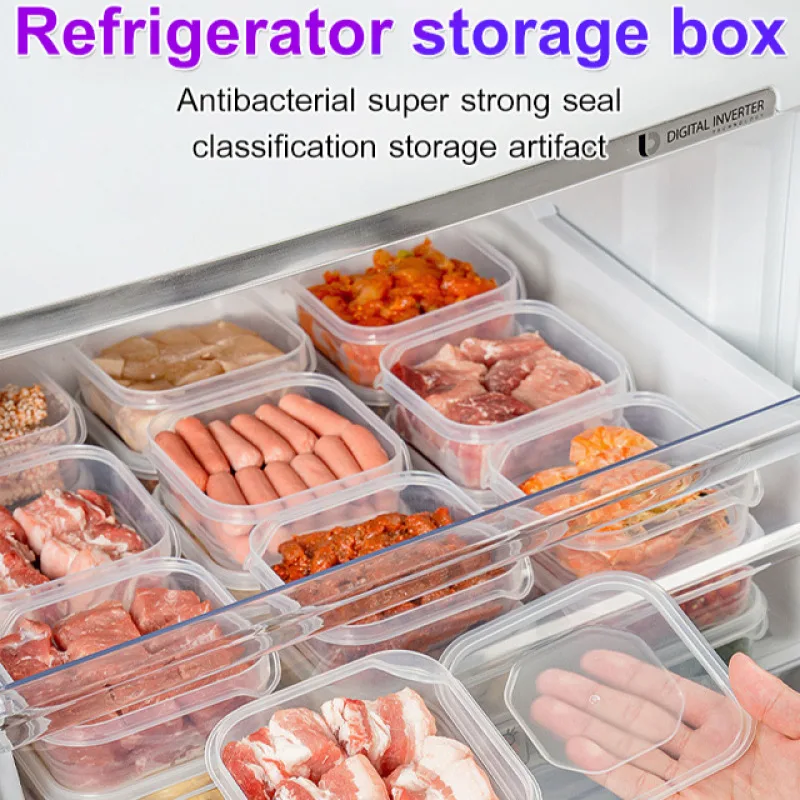 20/10pcs Plastic Transparent Box Rectangular Refrigerator Refrigeration Special Sealed Food Grade Crisper Storage Box