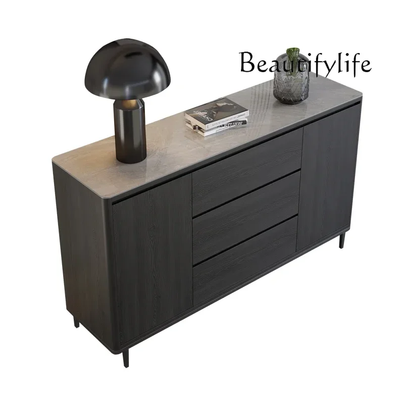 Q A Italian Minimalist Nordic Solid Wood Rock Slab Dining Side Cabinet Modern Simple Light Luxury Living Room Against The Wall