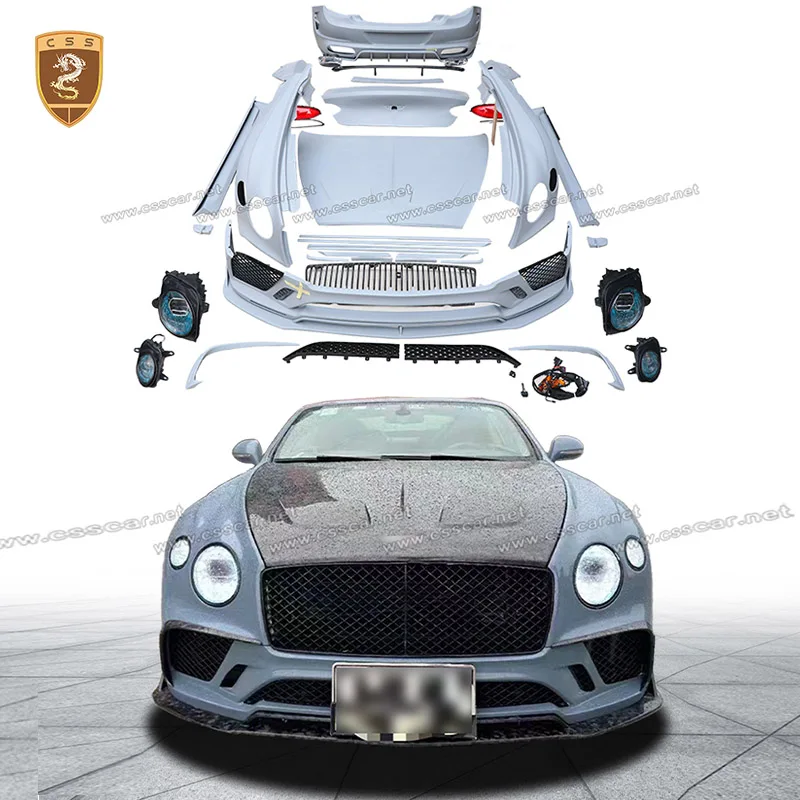 For Bentley Continental GT Old To New 2022 MSY Carbon Fiber with FRP Center Mesh Front Bumper Surrounding Taillight Headlamp