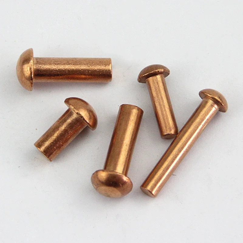 30pcs M3 copper rivets half round head soled rivets pan heads rivet knock riveting tap rivetings 3mm-20mm long