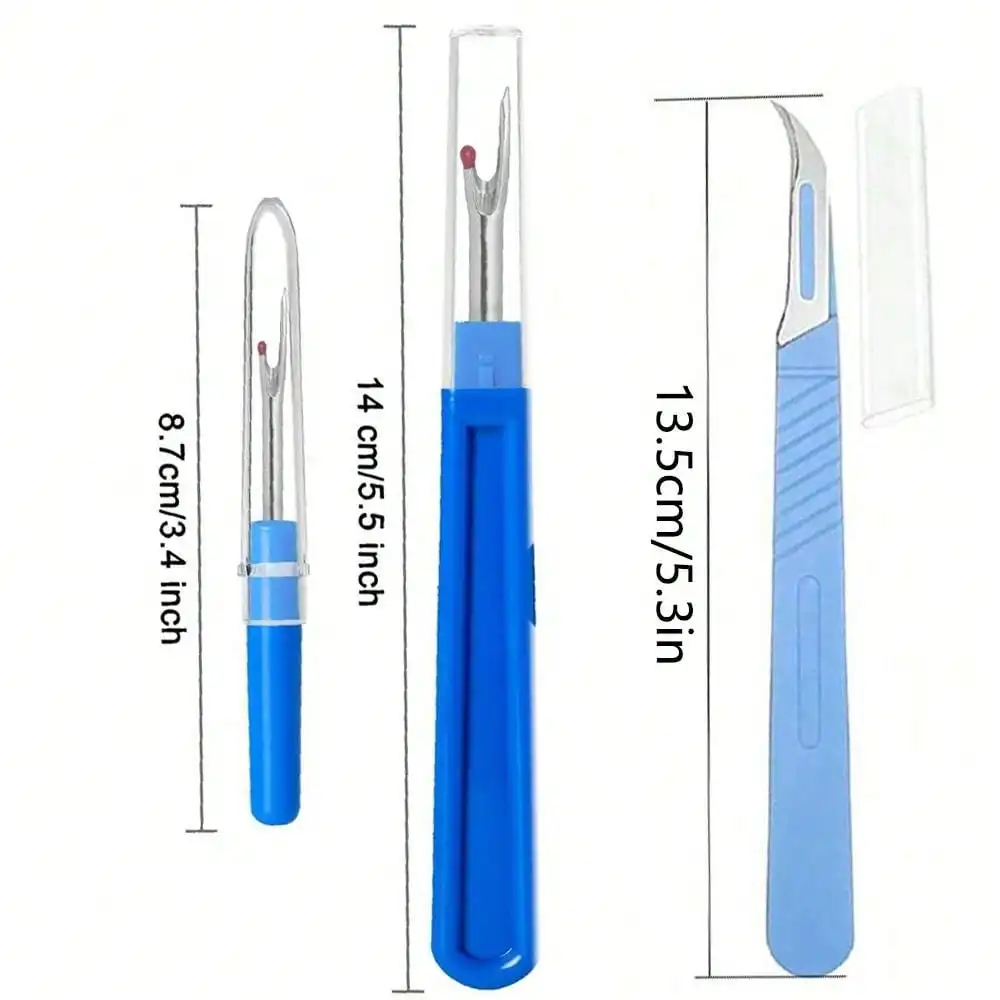 5PCS Sewing Seam Ripper Kit Blue Sewing Stitch Thread Unpicker Cutter Remover for Sewing Crafting Needlework Embroidery Tool