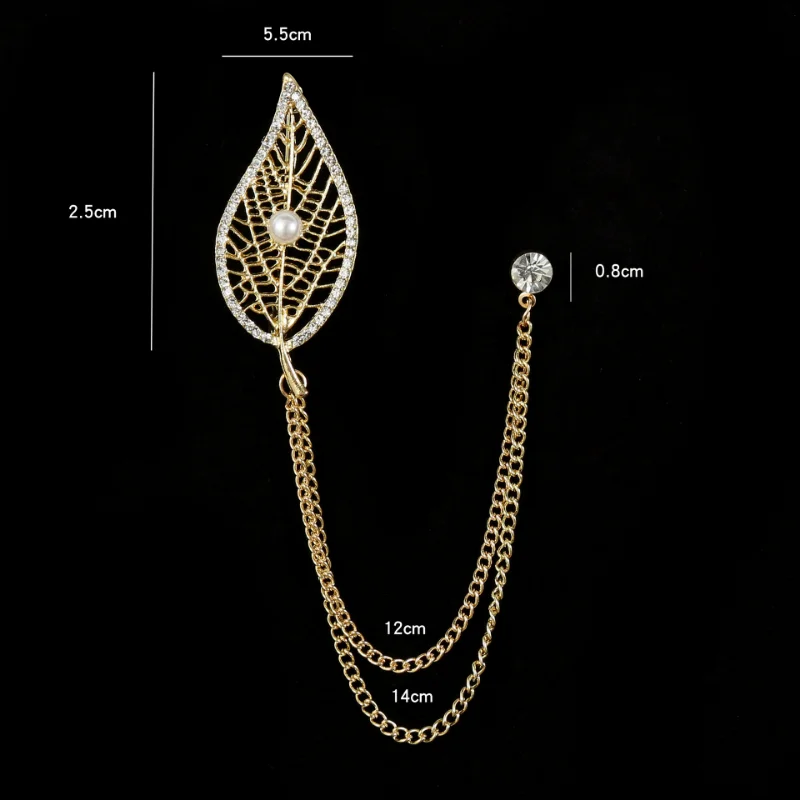 Retro Mode Kristall Gläser Brosche Quaste Kette Schlange Adler Tier Revers Pin Männer Anzug Hemd Kragen Abzeichen Schmuck Zubehör – Detail 1