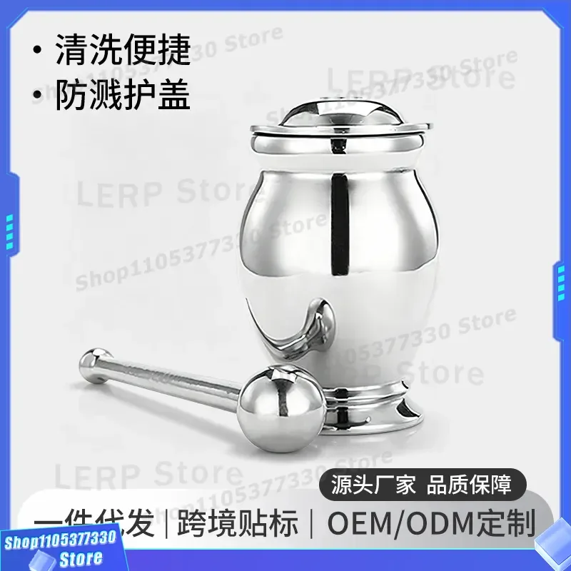 Shenlian 304 Stainless Steel Garlic Masher Manual Press Grinder Kitchen Tool for Puree Paste Crushing Cylinder Cup Ring Bowl