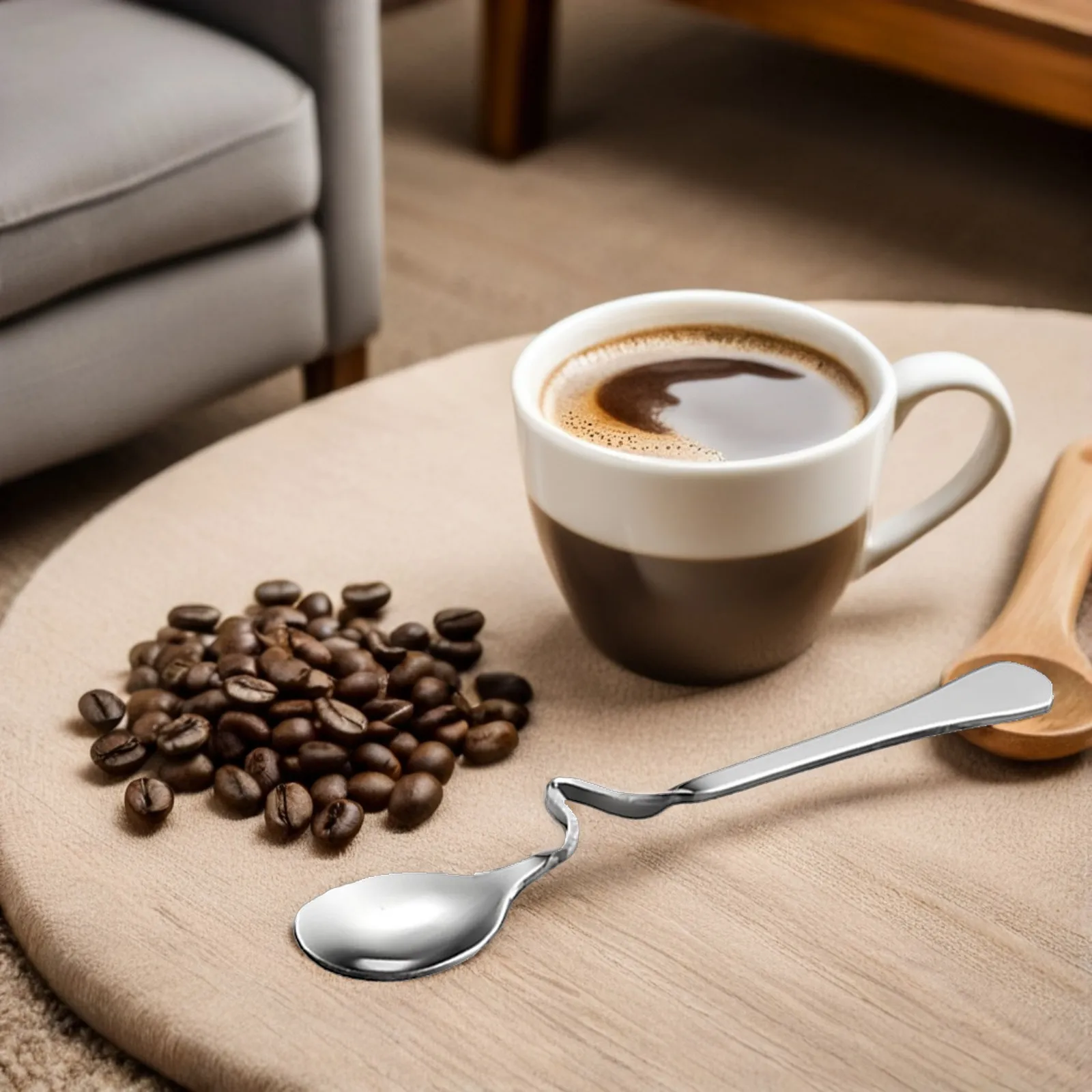 

4Pcs Stainless Steel Hangings Coffee Spoon S Shaped Curved Handle Stirring Tea Honey Jam Dessert Serving Spoon