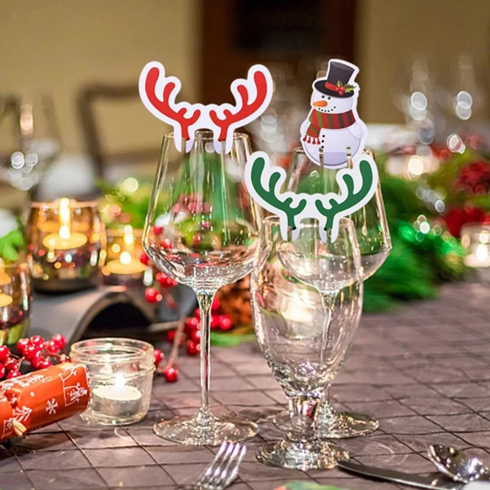 

80Pcs Assorted Christmas Wine Glass Marker Set Holiday Party Cup Marker Santa Snowman Reindeer Charms Festive Decoration