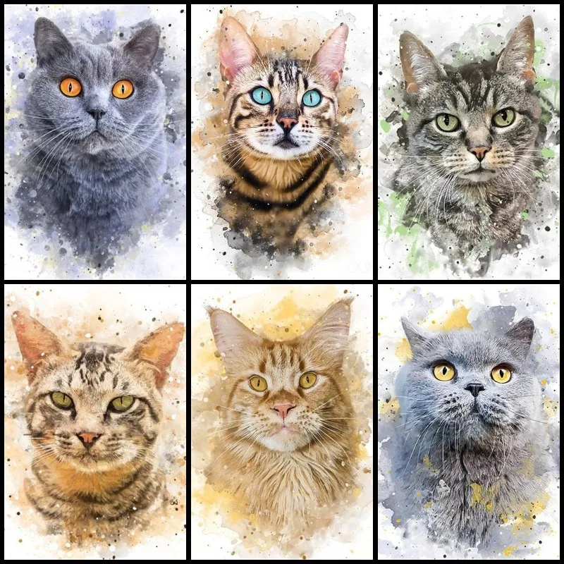 5D Full Square Shorthair Cats British Diamond Painting Bengal Cat Embroidery Cross Stitch DIY Round Tabby Cat Drawing Mosaic