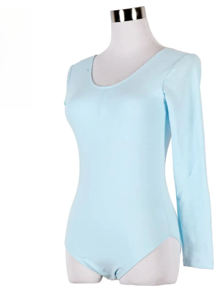 여성을위한 슬림 피트 발레 댄스 Romper, 성능 착용을위한 솔리드 컬러 백리스 딥 V 넥 긴 소매 바디 슈트