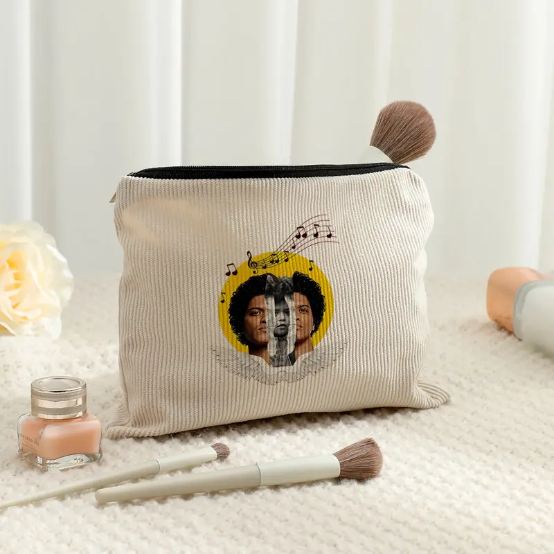 Travel Cosmetics Storage Bag Bruno Mars World Tour 2026 Corduroy Makeup Bag Multifunctional Zipper Pouch Men Women Fan Gift