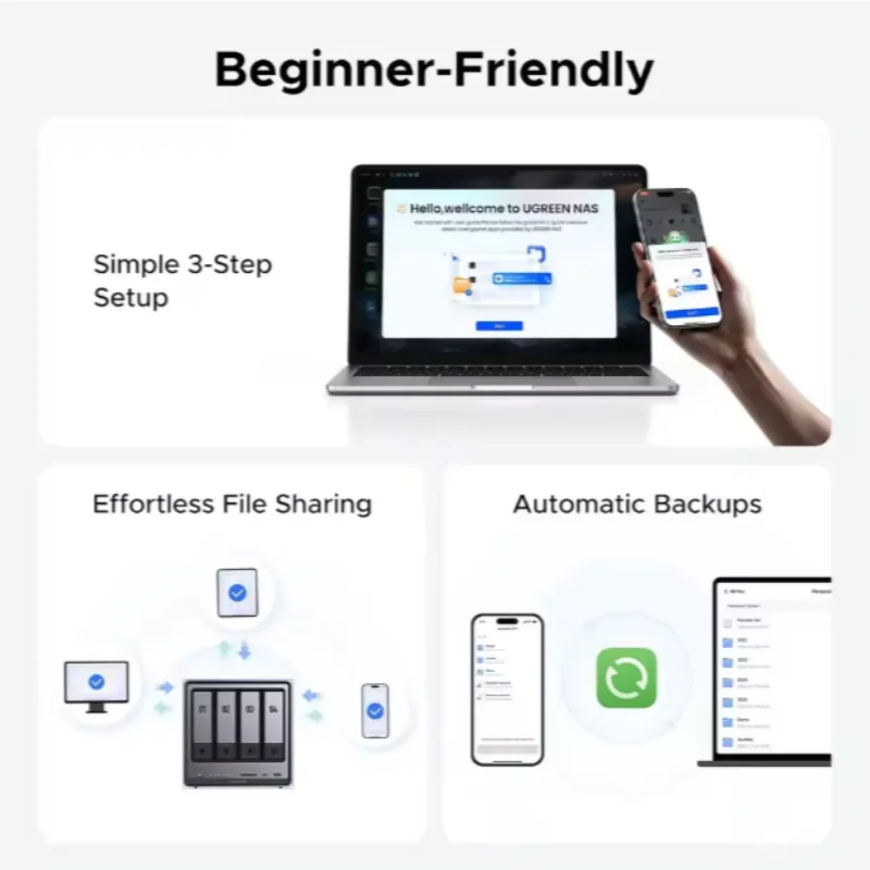 NASync DXP4800 Plus 4 Bay Desktop NAS Intel Pentium Gold 8505 5 Core CPU 4K 60Hz Network Attached Storage (Diskless)