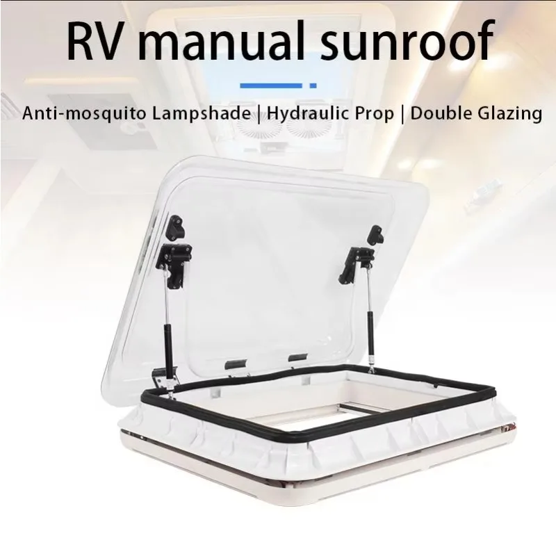 Suitable for camping trailer RVs, RV accessories 700 * 500mm RV windows with LED lights, UV resistant glass acrylic sunroof