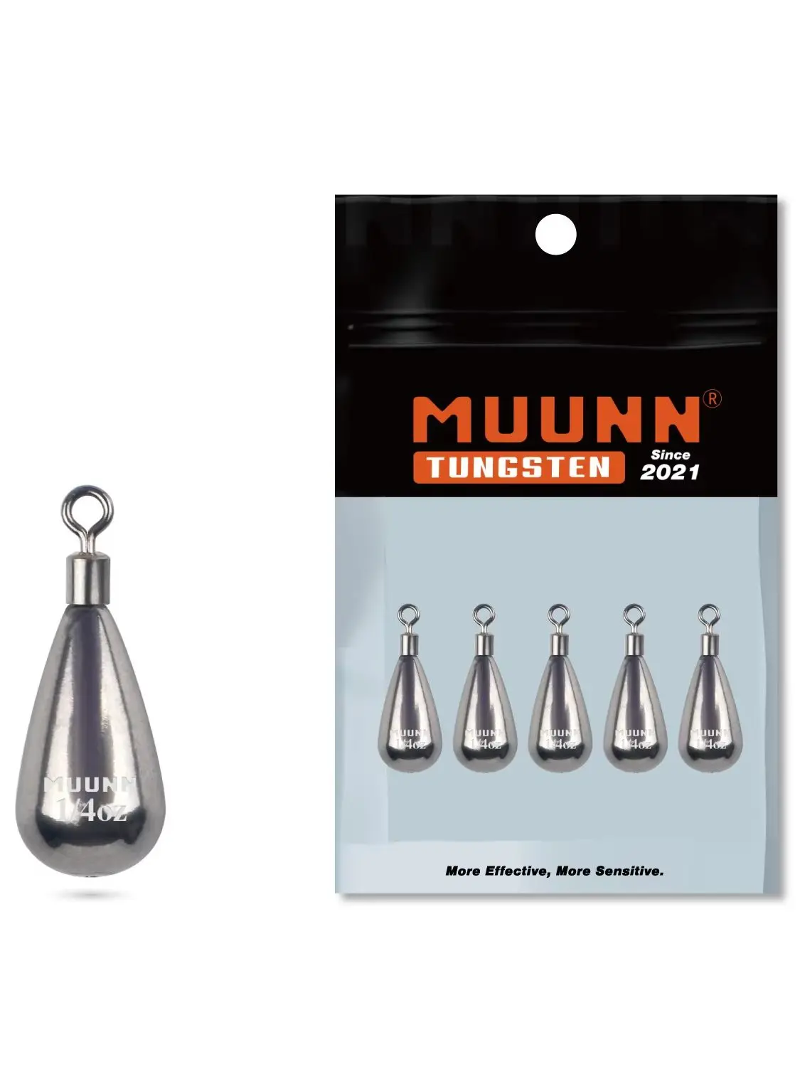 MUUNN 5 Stück 1,3-10,5g Tropfenförmige Angelgewichte Wolfram-Sinker Freie Rig-Gewichte Bass-Angelzubehör – Detail 4