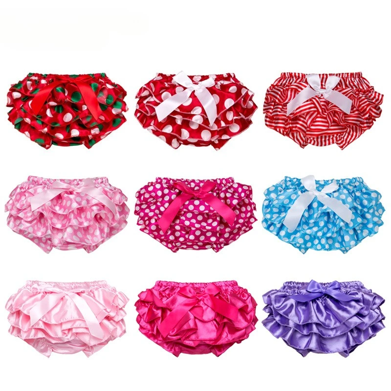 Baby girl ruffled PP pants baby girl bow color ding-triangle shorts multicolor children's pleated skirt