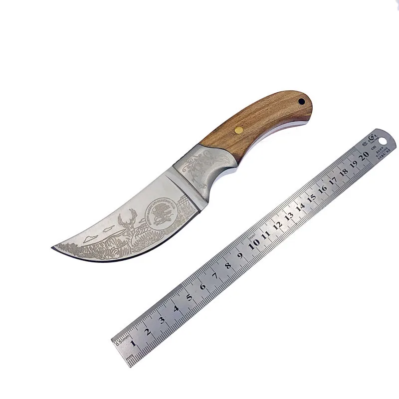 سكين صيد عالي الجودة بتصميم تكتيكي ثابت ومقبض من الخشب سكين تخييم مستقيم لأمريكا الشمالية مع حافظة